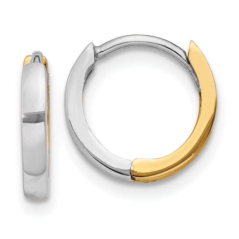 Million Charms 14k Two-Tone 1.5mm Round Hinged Hoop Earrings 7 L X 2 Mm W